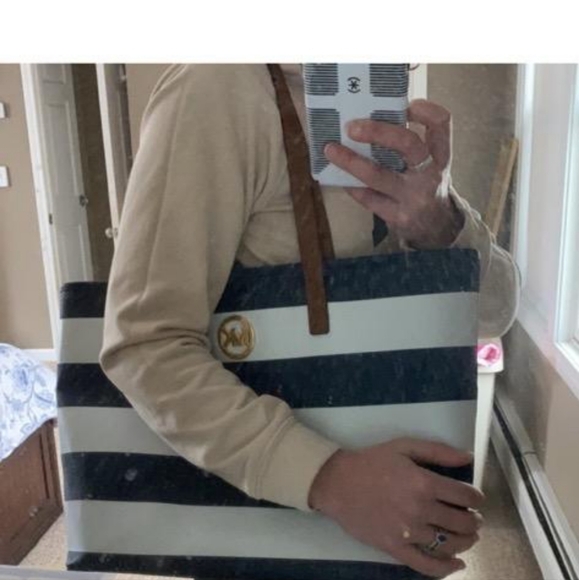 MICHAEL Michael Kors Handbags - MICHAEL KORS NAVY AND WHITE TOTE BAG
